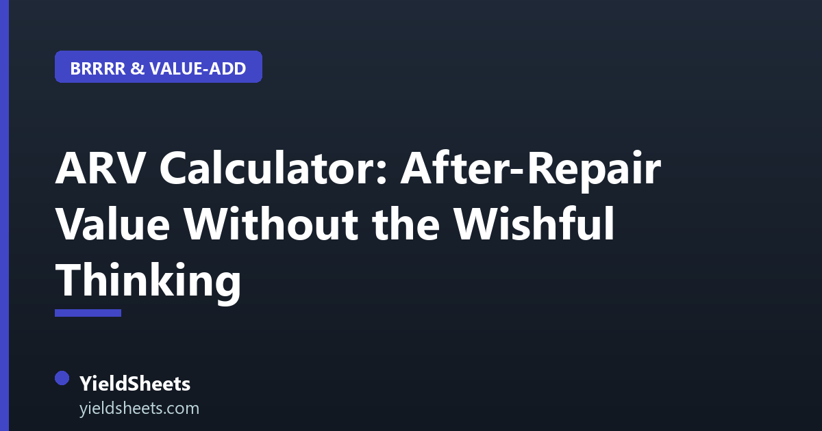 ARV Calculator: After-Repair Value Without the Wishful Thinking