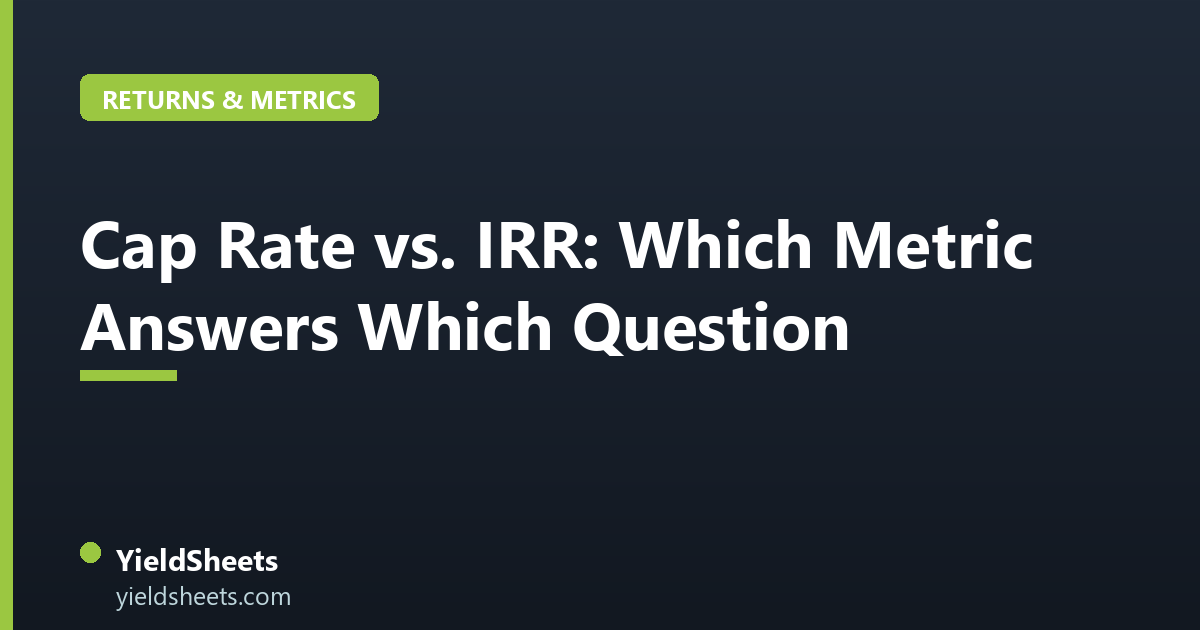 Cap Rate vs. IRR: Which Metric Answers Which Question