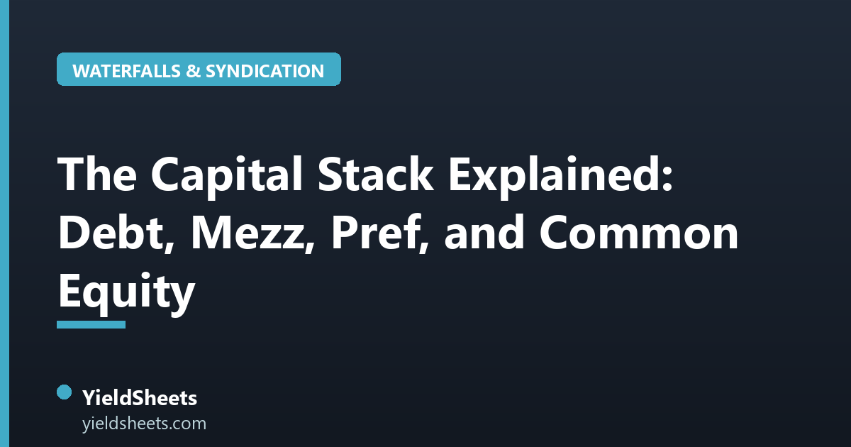 The Capital Stack Explained: Debt, Mezz, Pref, and Common Equity