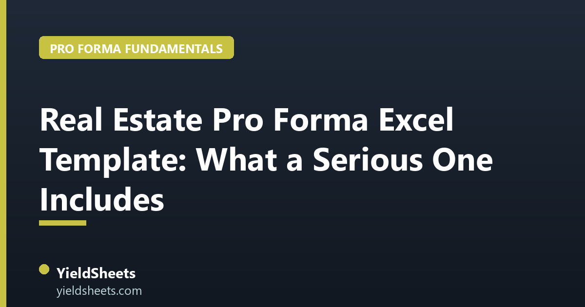 Real Estate Pro Forma Excel Template: What a Serious One Includes