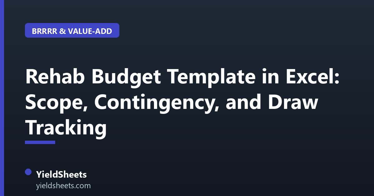 Rehab Budget Template in Excel: Scope, Contingency, and Draw Tracking